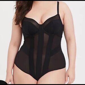 NWT Torrid Black Mesh Strappy Bodysuit L/12
